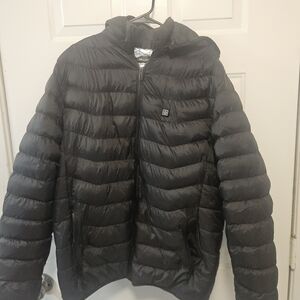 Men's Black Puffer Heated Jacket